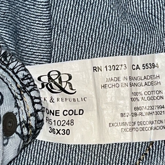 Rock & Republic Mens Stone Cold Distressed Blue Jeans Size 36x30 - Picture 8 of 11